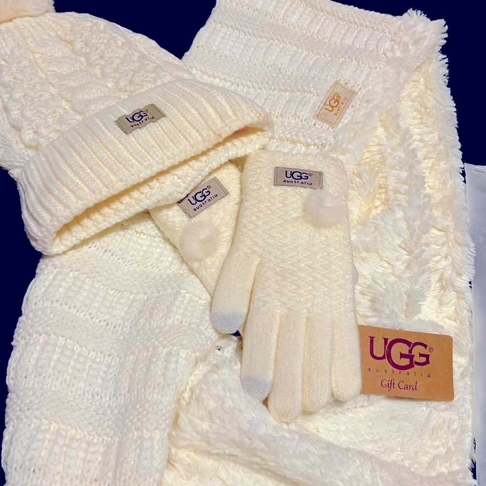 UGG Infinity Bright White Gloves, Scarf, & Hat